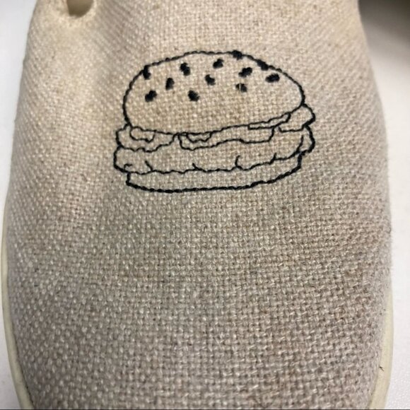 SOLUDOS Sz 8 Jason Polan Collab Hamburger Fries Slip On Canvas Rubber Sole - Picture 3 of 9